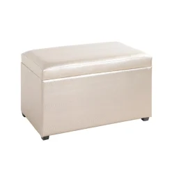 coffre de rangement simili cuir doré