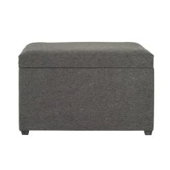 Coffre de rangement tissu anthracite assise rembourrée et rabattable