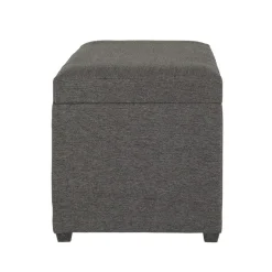 Coffre de rangement tissu anthracite assise rembourrée et rabattable