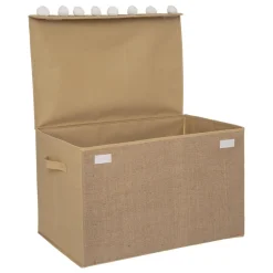 Coffre non-tissé jute et pompons marron