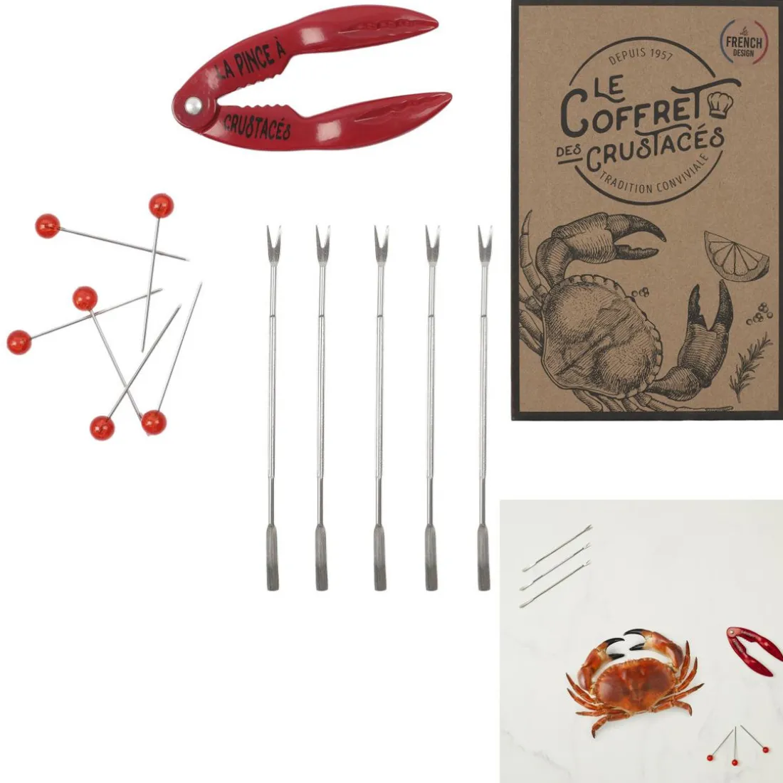 Coffret Crustacés Pince X1 Pique Fourchette X6 M12