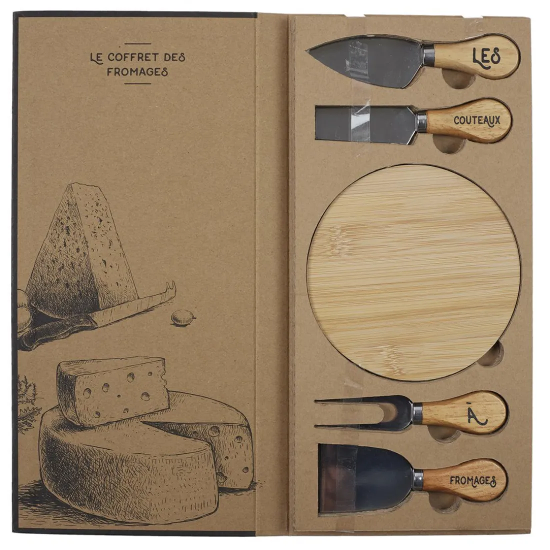 Coffret Fromages Couteau X4 Et Planche