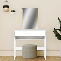 Coiffeuse avec miroir LED Talisma Blanc