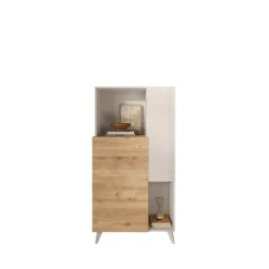 Commode 2 portes Bois et blanc laqué