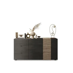 Commode 2 portes et 3 tiroirs gris