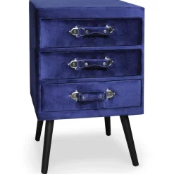 Commode 3 tiroirs Bardo Velours Bleu