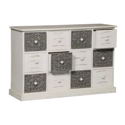 Commode 12 Tiroirs Changmay Bois Gris Et Blanc