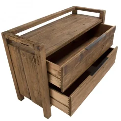 Commode ANDRIAN 2 Tiroirs Bois Pin Recyclé