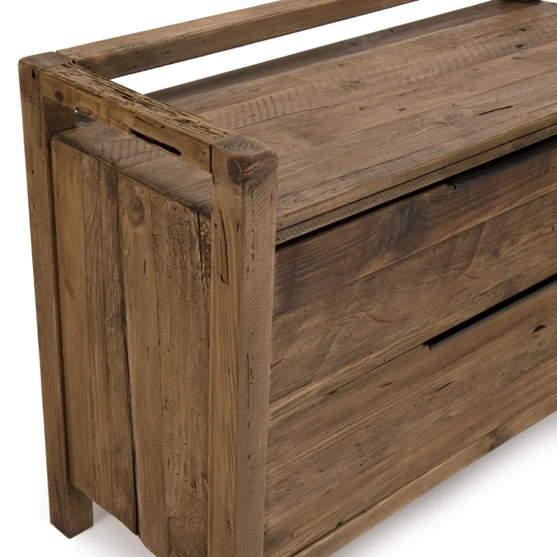 Commode ANDRIAN 2 Tiroirs Bois Pin Recyclé