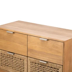 Commode Chambre Scandinave Bois 3 Tiroirs Rangement Marron