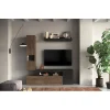 Composition murale L181 meuble TV, étagère et buffet mural, naturel et gris