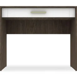 Console 1 Tiroir Chêne Foncé Et Blanc