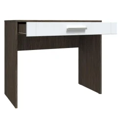 Console 1 Tiroir Chêne Foncé Et Blanc