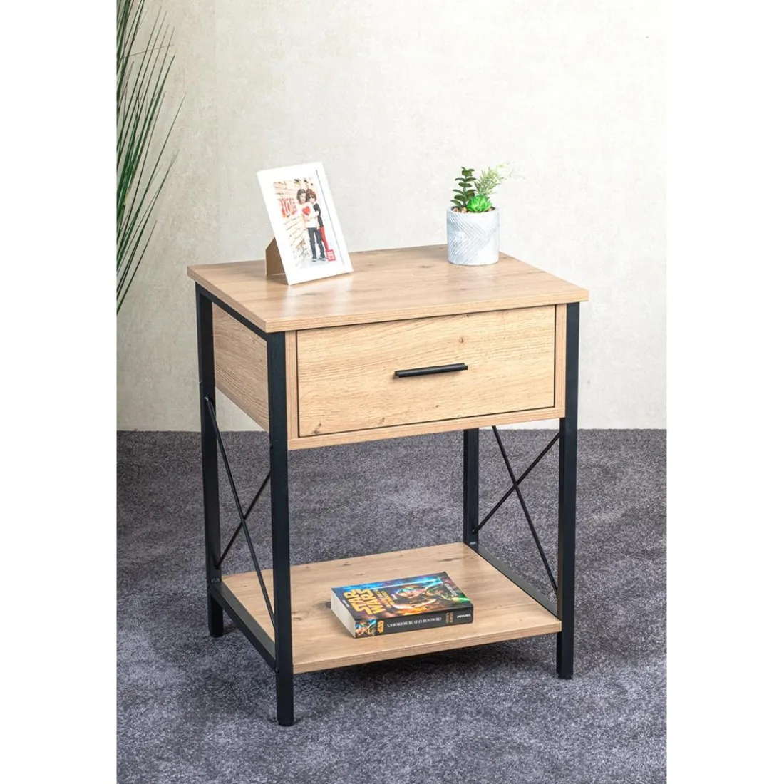 Console 1 tiroir et 1 plateau décor chêne