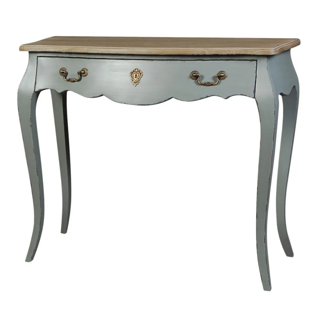 Console 1 Tiroir Grise et Marron en Acajou ANYA