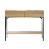 Console 2 Tiroirs 1 Tablette Décor Bois en bois Beige