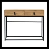 Console 2 tiroirs avec pieds en métal effet chêne Beige