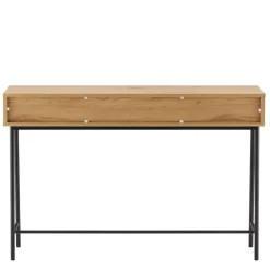 Console 2 tiroirs décor effet bois rainuré noir naturel SCOTT