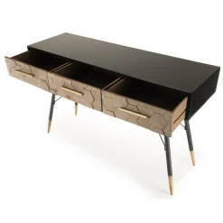 Console 3 tiroirs scandinave en Sapin et métal - DEBBIE