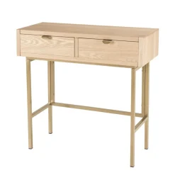 Console ALINE 2 Tiroirs Pieds Métal Doré