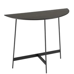 Console demi-lune Noir piètement métal