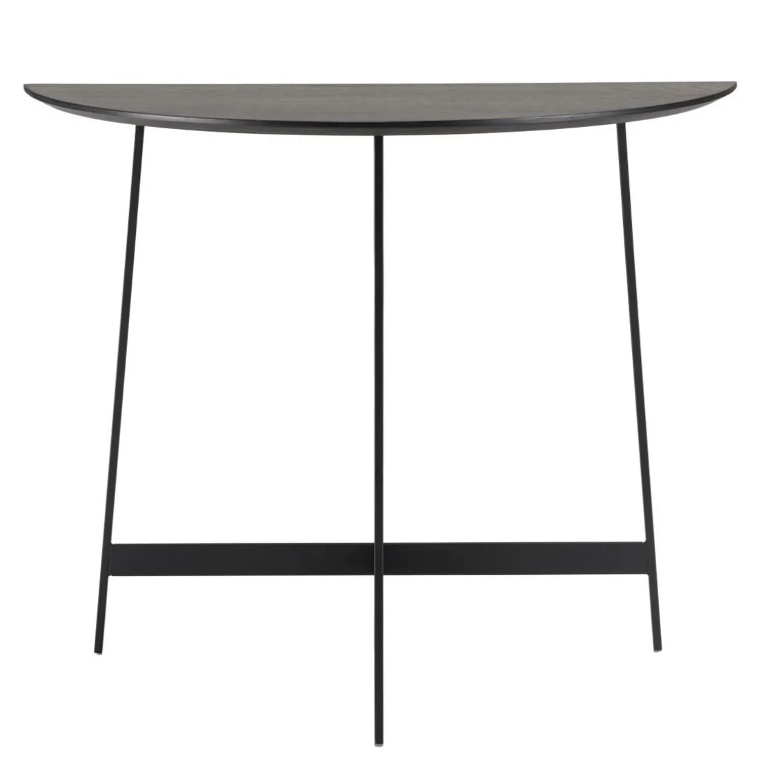 Console demi-lune Noir piètement métal