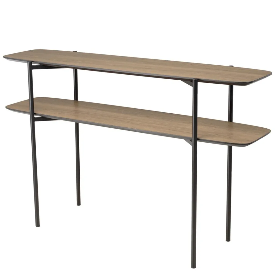 Console double plateau couleur mocha pieds métal noir JULIA