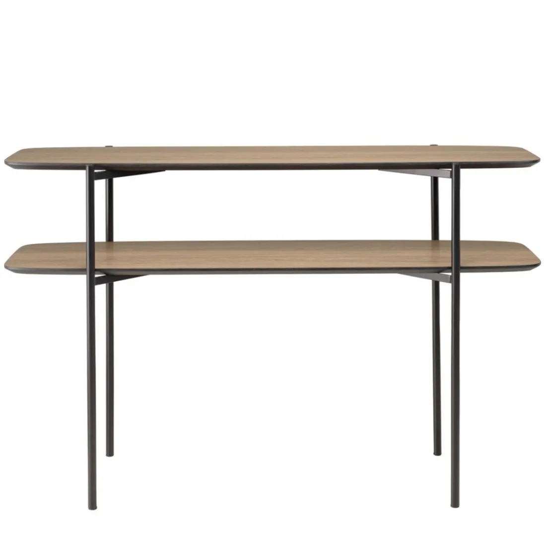 Console double plateau couleur mocha pieds métal noir JULIA