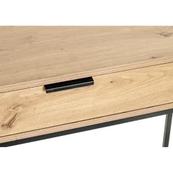 Console en métal noir tiroir décor chêne