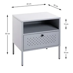 Console en métal tablette et tiroir gris