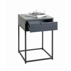 Console en panneau de particules avec décor en anthracite tube d'acier peint par poudrage en noir