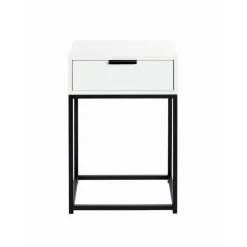 Console en tube d'acier peint par poudrage en noir tiroir en panneau de particules avec décor en blanc