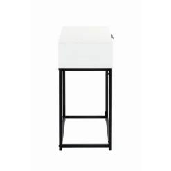 Console en tube d'acier peint par poudrage en noir tiroir en panneau de particules avec décor en blanc