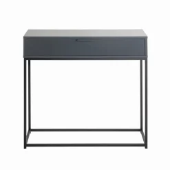 Console en tube d'acier peint par poudrage en noir corps et tiroir en panneau de particules