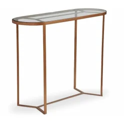 Console en Verre Et Métal Cuivré