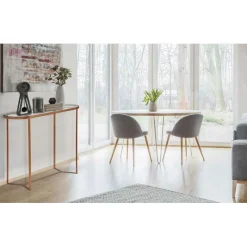 Console en Verre Et Métal Cuivré