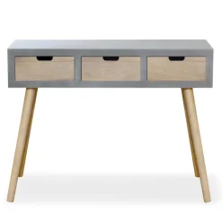 Console Grise et Bois 3 Tiroirs CLAUDIA