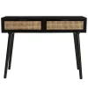 Console noire 2 tiroirs cannage - MIKEL