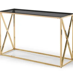 Console Or Plateau Verre Fumé TAMBA