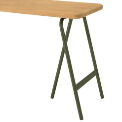 Console plateau en pin et pieds tréteaux en métal vert HELENA