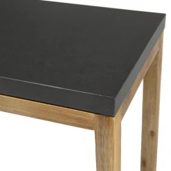 Console rectangulaire grand modèle double plateau effet béton foncé et acacia HECTOR