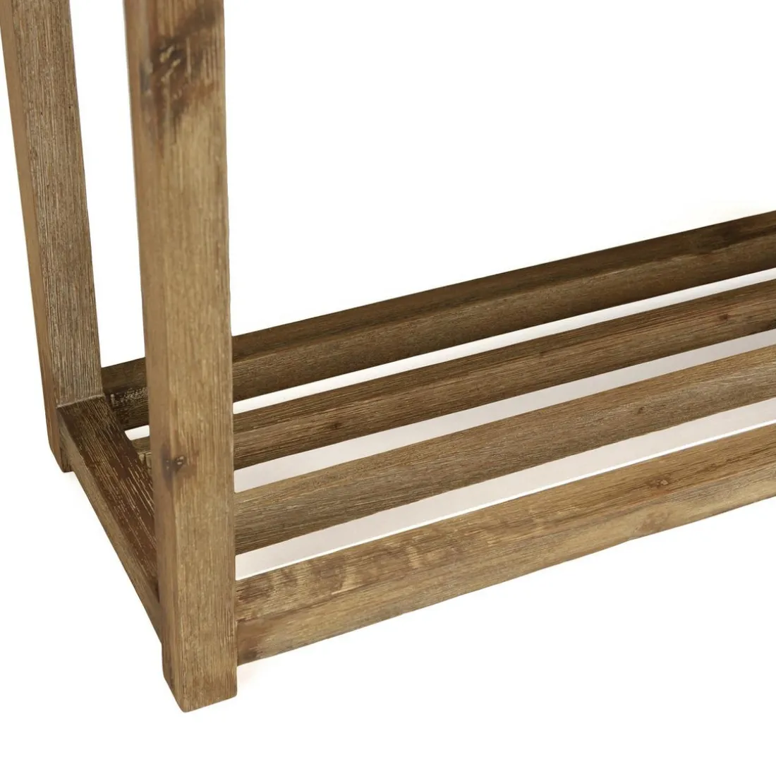 Console rectangulaire petit modèle double plateau effet béton foncé et acacia HECTOR