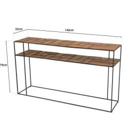 Console SIXTINE 2 plateaux teck et métal