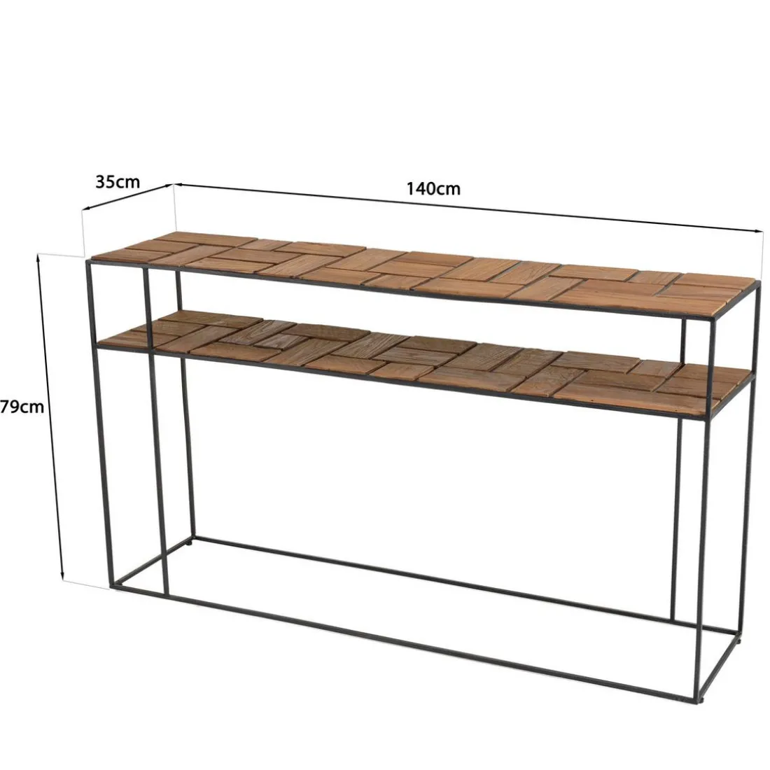 Console SIXTINE 2 plateaux teck et métal