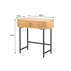 Console table en métal et bois avec 2 portes Noir