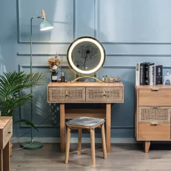 Console Table Scandinave en Bois avec 2 Tiroirs