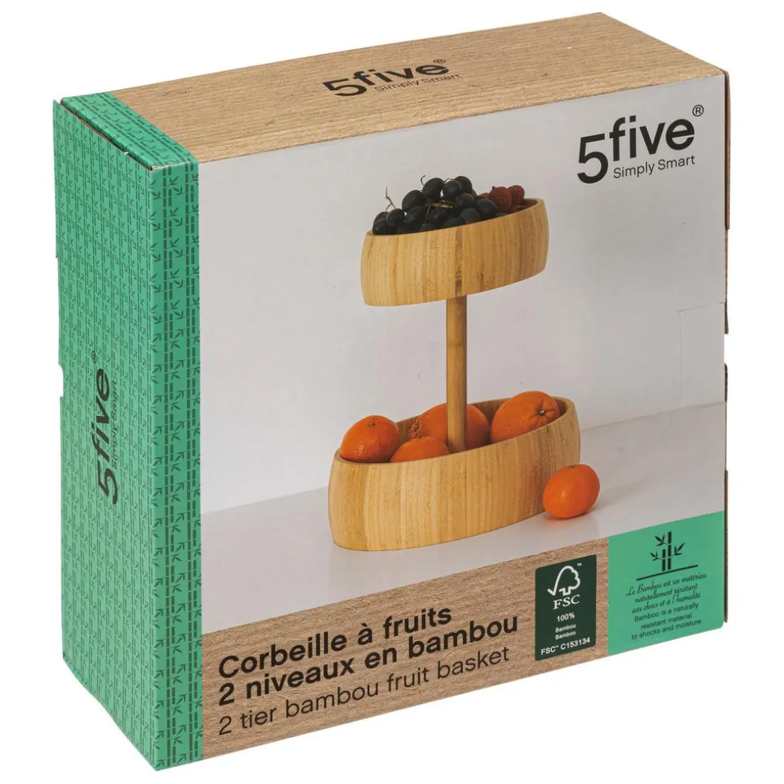 Corbeille à fruit 2 niveaux bambou Beige