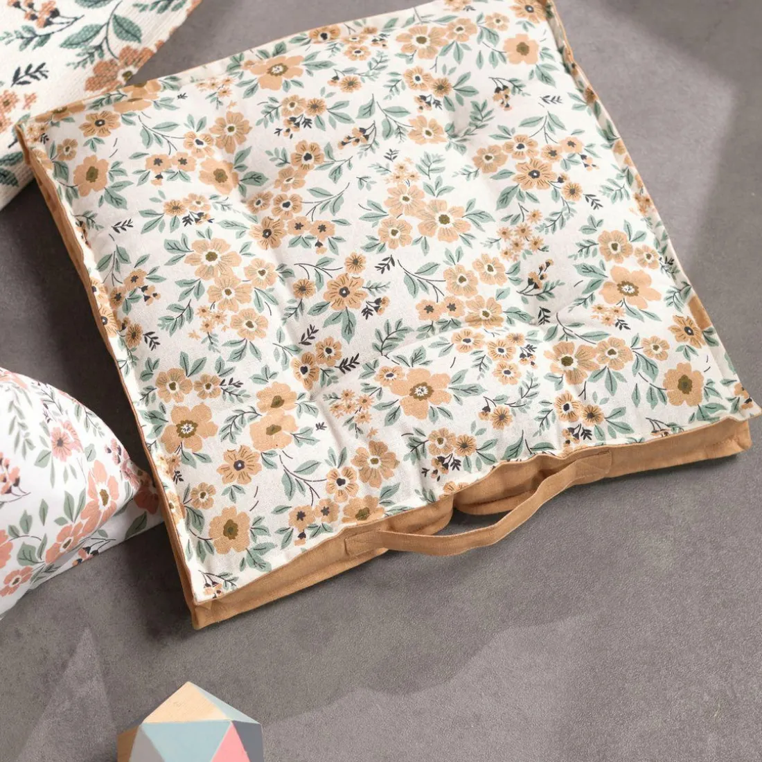 Coussin de sol Blanc imprime Liberty Coton