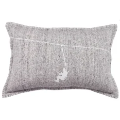 Coussin en coton 275g/m² HORS PISTE 40 x 60 gris clair Skieur