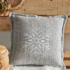 Coussin en coton HORS PISTE 45 x 45 gris - clair Flocon